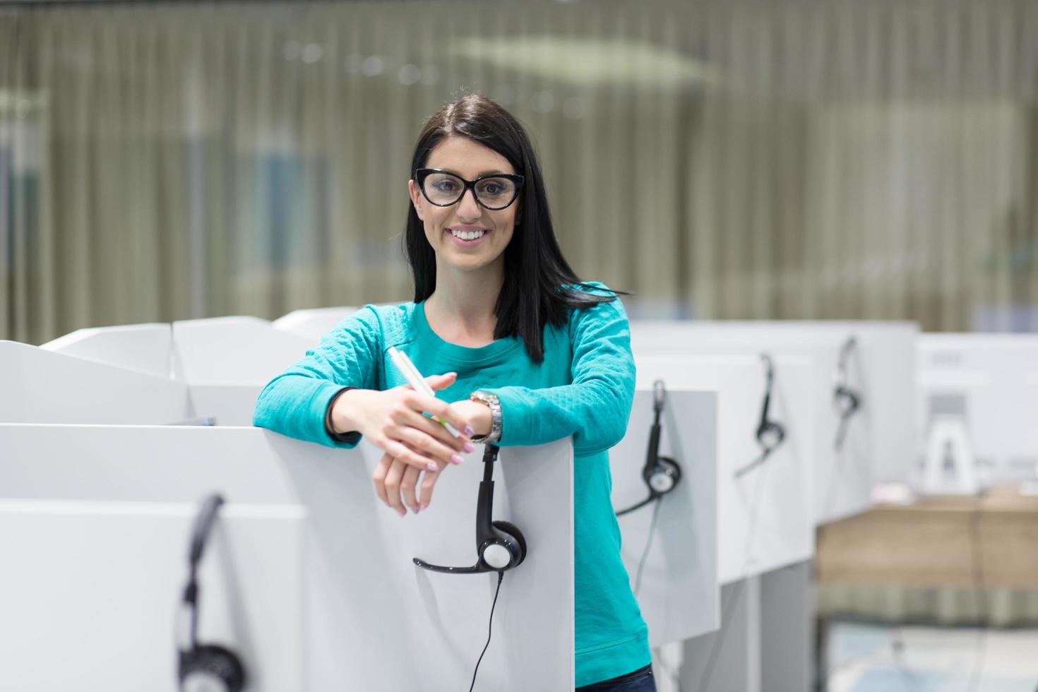 female call centre operator doing her job photo