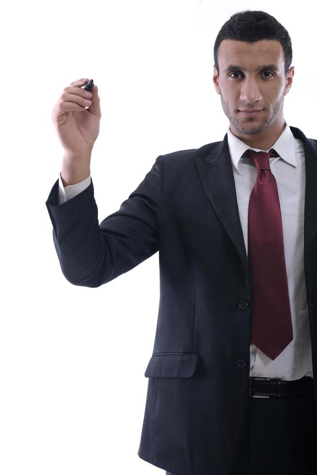 business man draw with marker on empty space photo