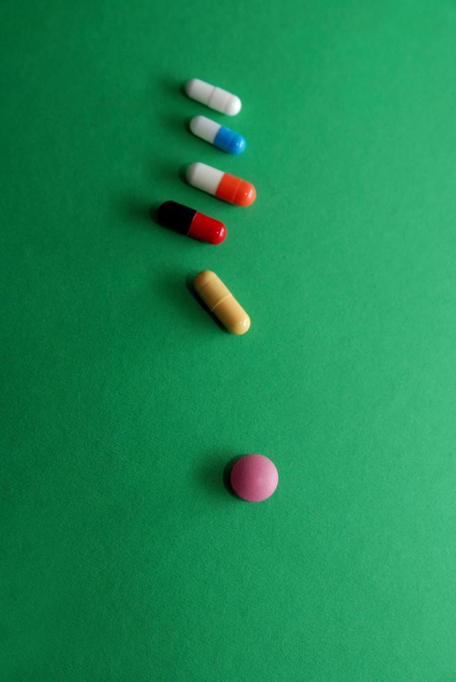 pills on green background photo