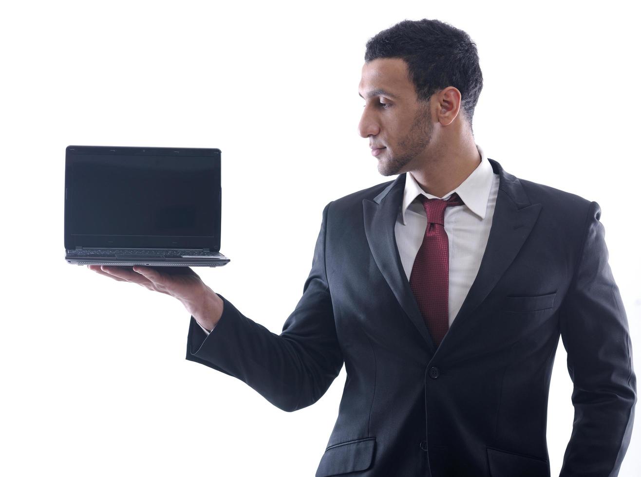 business man work on mini laptop photo