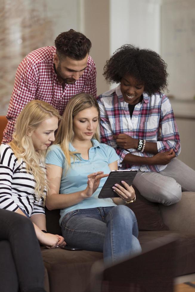Multiethnic startup business team on meeting photo