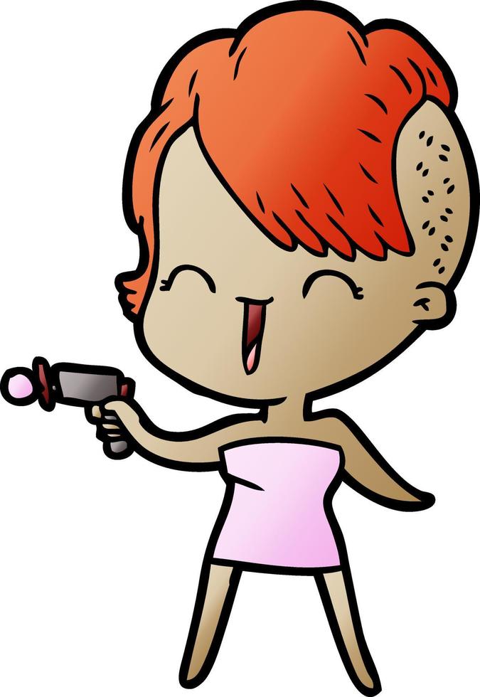 cartoon happy hipster girl vector
