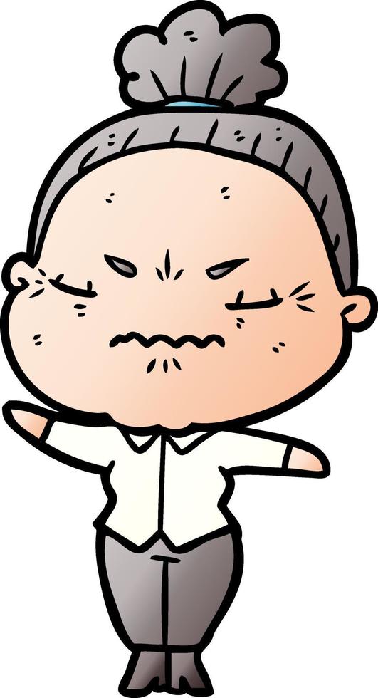cartoon annoyed old lady vector