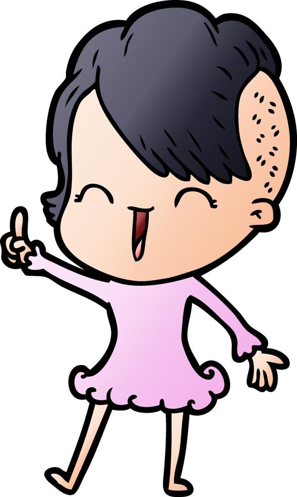 cartoon happy hipster girl vector