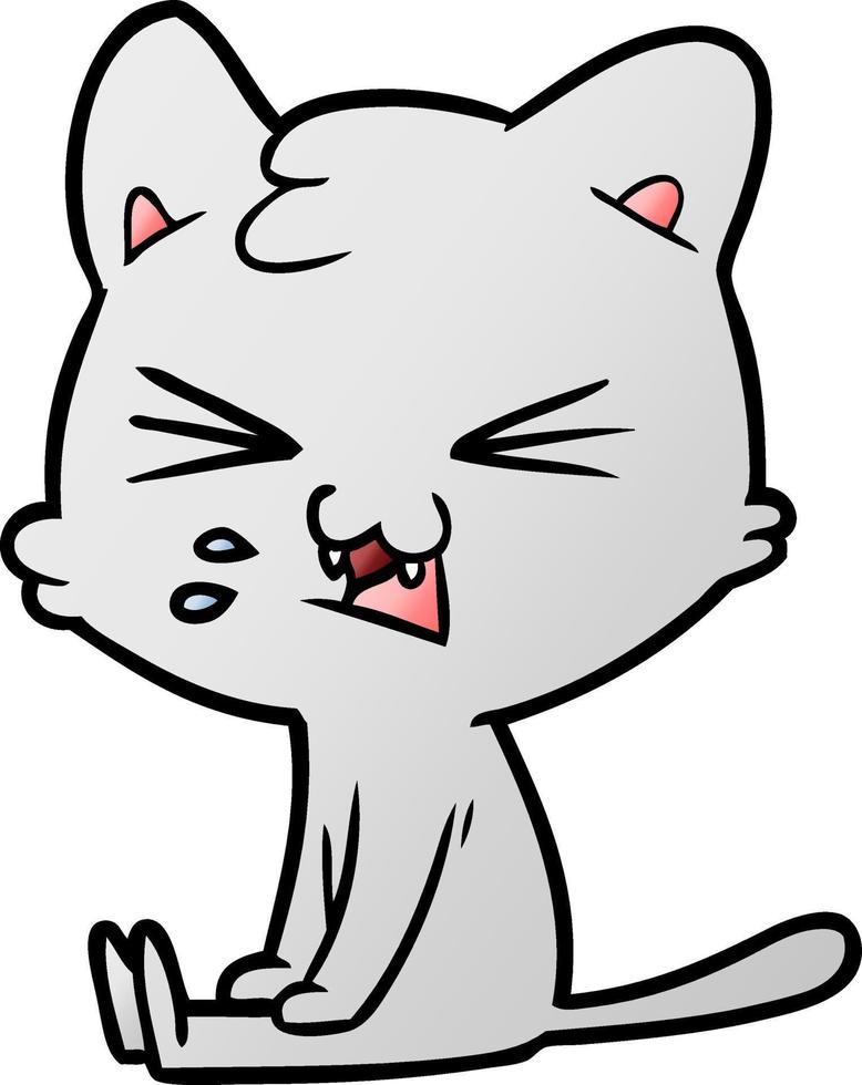 cartoon cat hissing vector