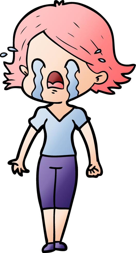 cartoon woman crying vector