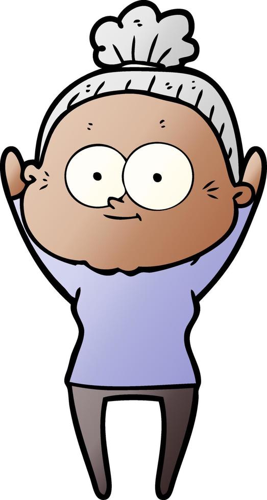 cartoon happy old woman vector