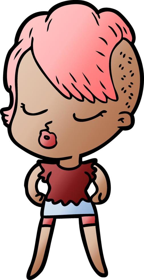 cartoon pretty hipster girl vector