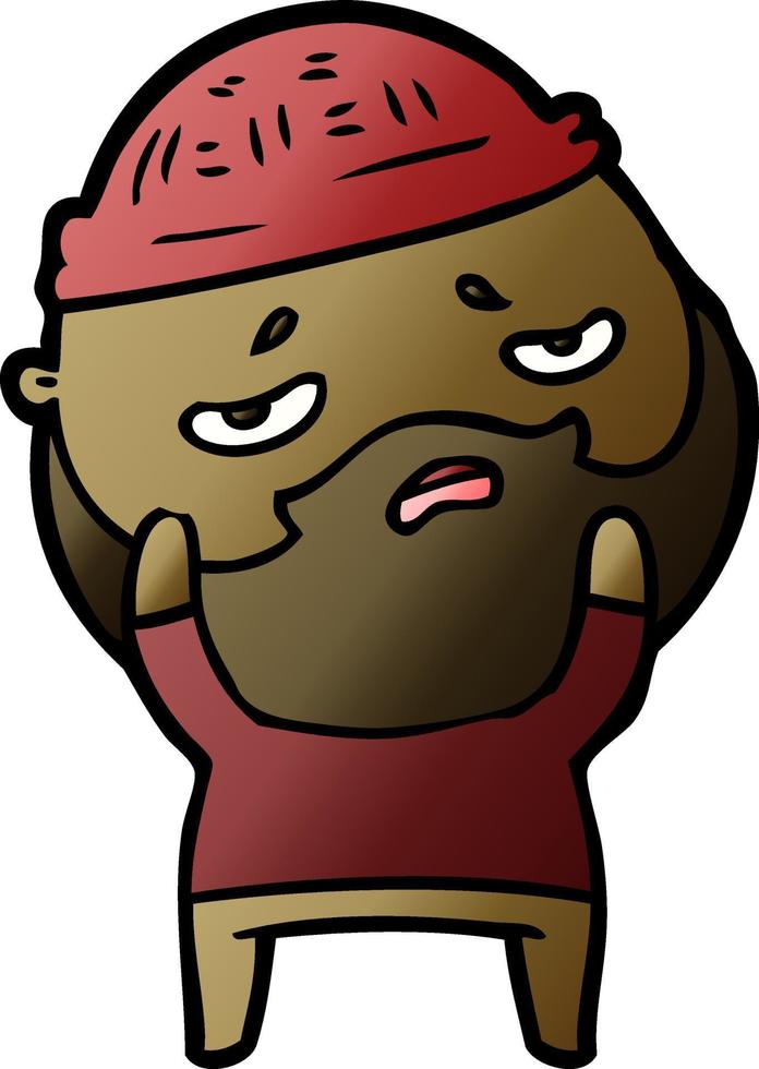 cartoon worried man with beard vector