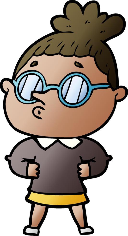 cartoon woman wearing glasses vector