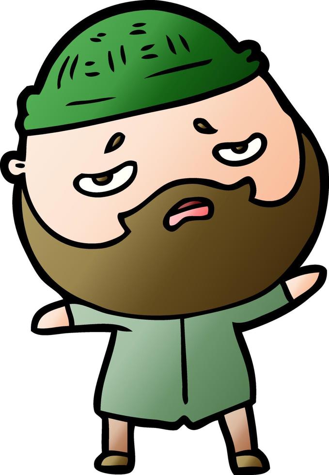 cartoon worried man with beard vector