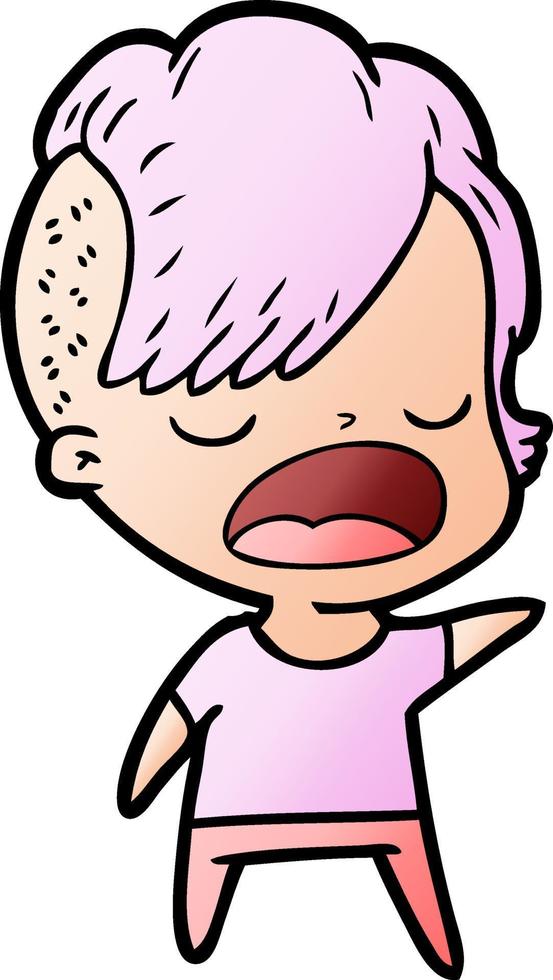 cartoon cool hipster girl talking vector