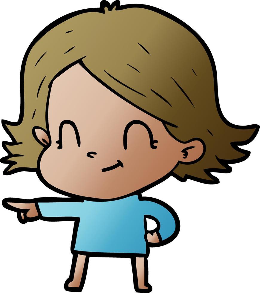 cartoon friendly girl vector