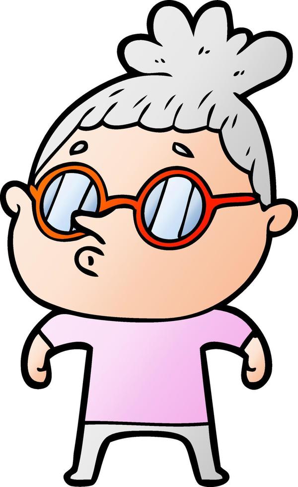 cartoon woman wearing glasses vector