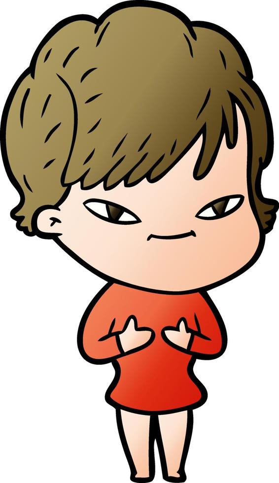 cartoon happy woman vector