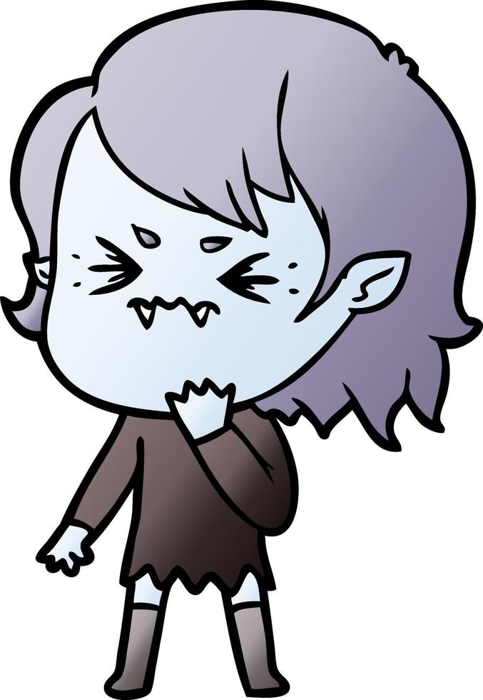 annoyed cartoon vampire girl vector