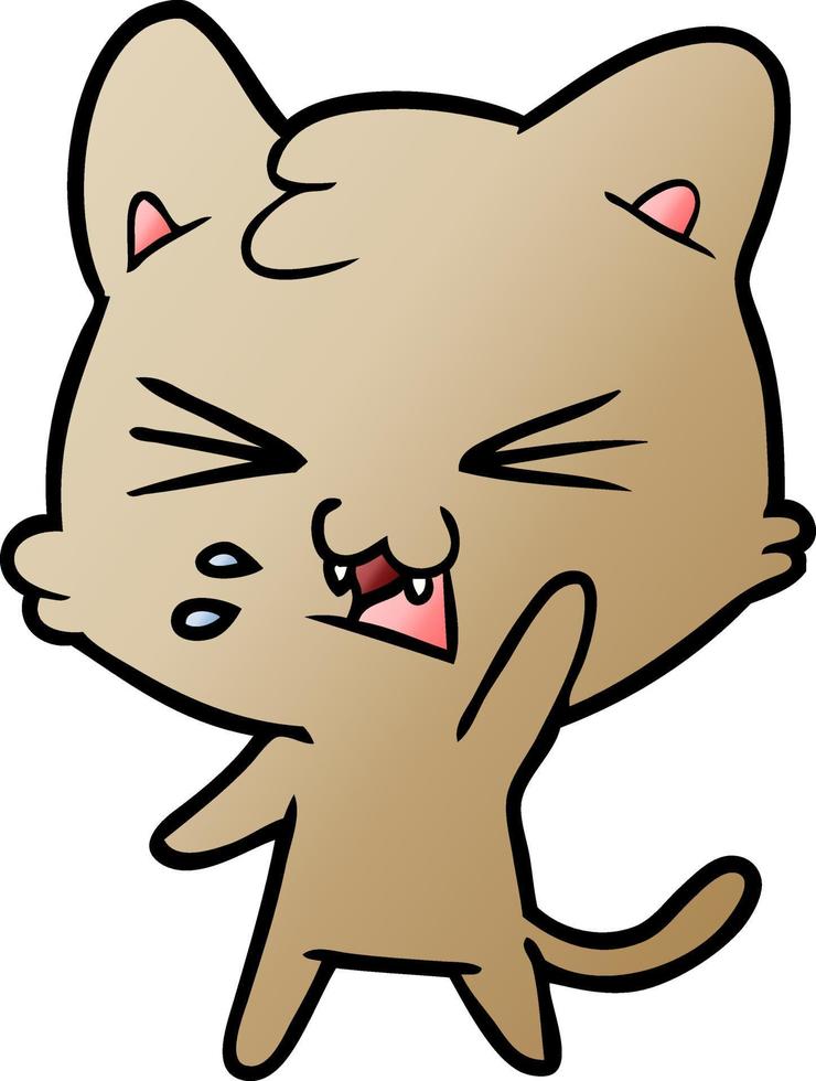 cartoon cat hissing vector