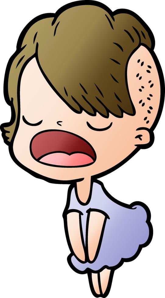 cartoon cool hipster girl talking vector