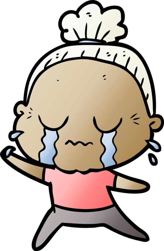 cartoon crying old lady vector