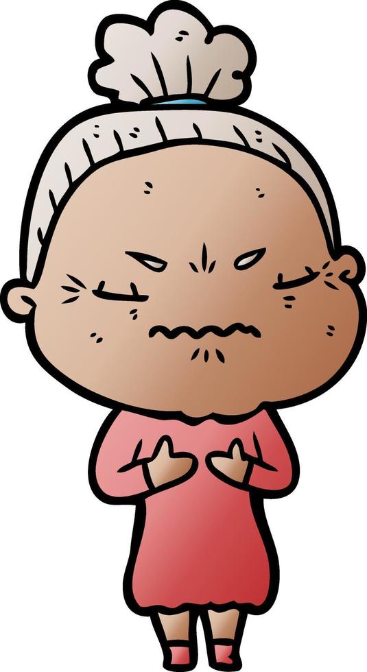 cartoon annoyed old lady vector