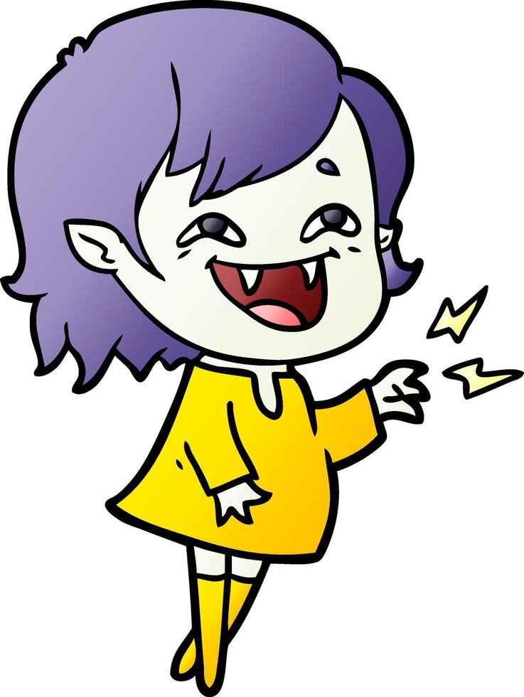 cartoon laughing vampire girl vector