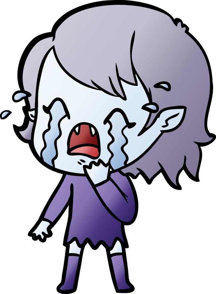 cartoon crying vampire girl vector