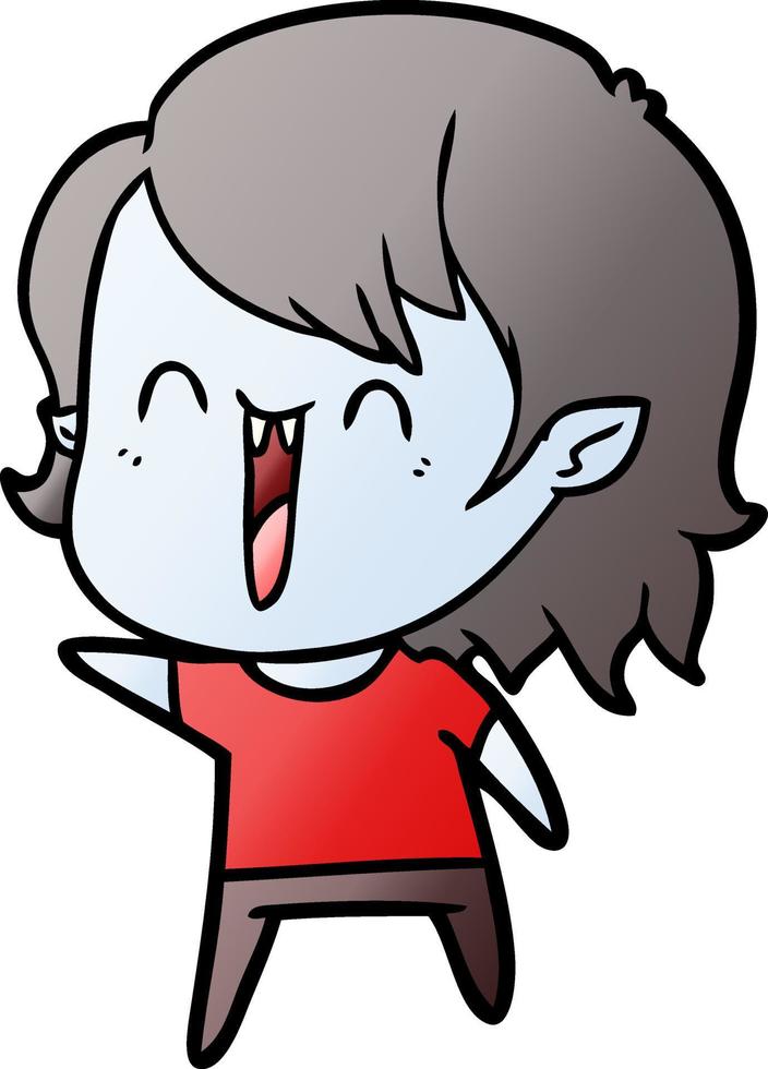 cute cartoon happy vampire girl vector