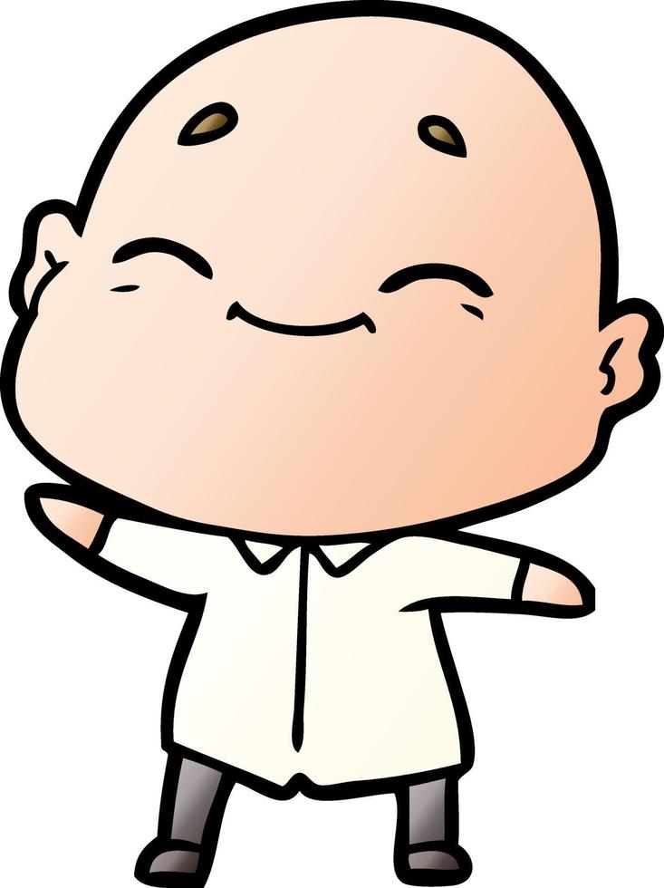 happy cartoon bald man vector