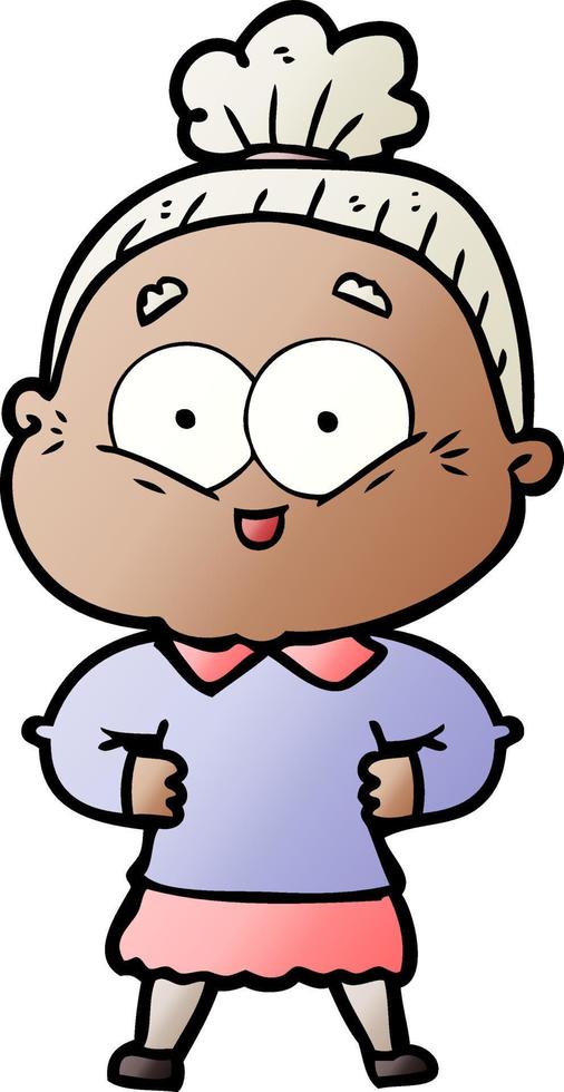 cartoon happy old woman vector