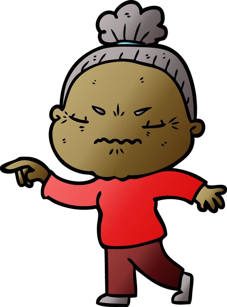 cartoon annoyed old lady vector