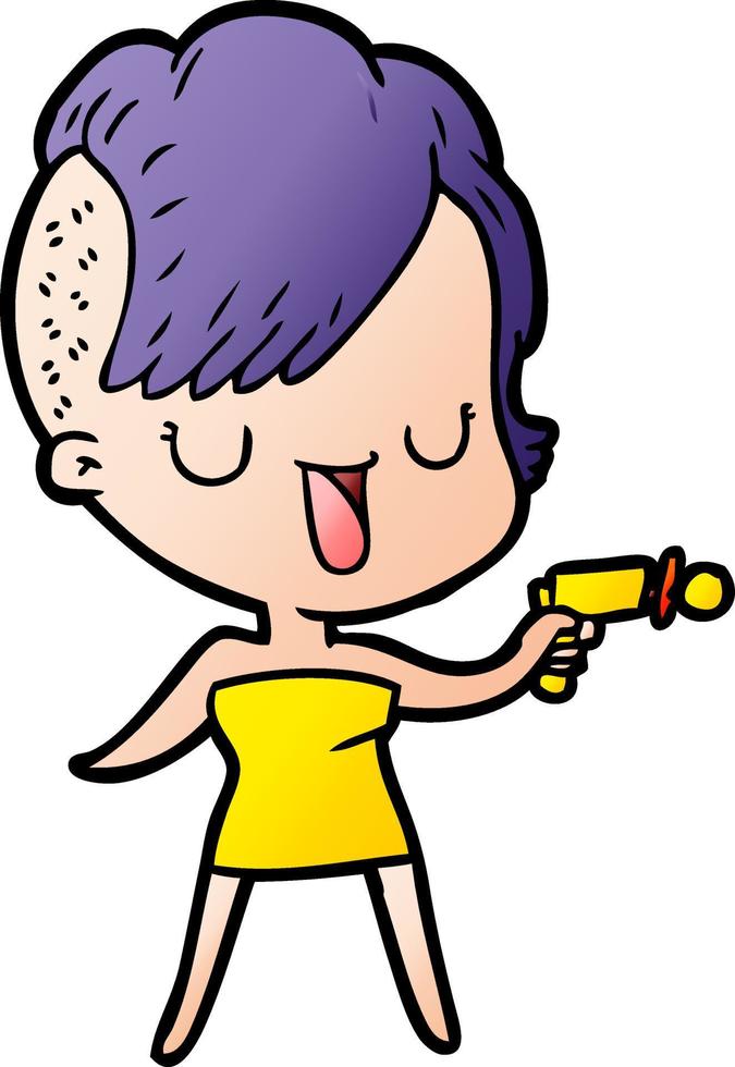 cute cartoon girl with hipster haircut vector
