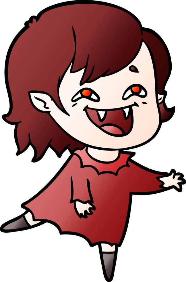 caricatura, reír, vampiro, niña vector