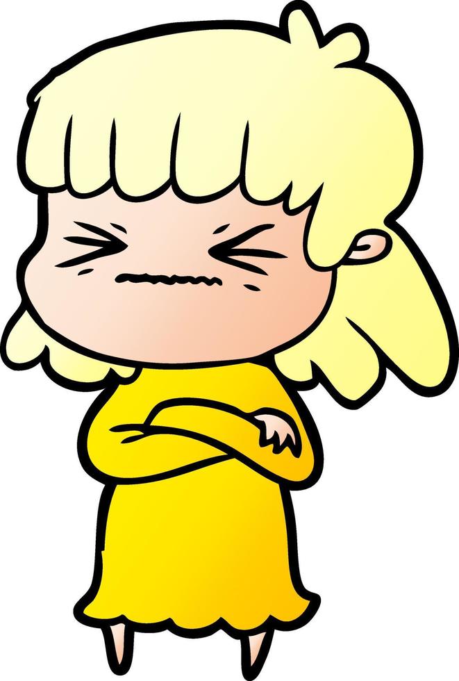 cartoon angry girl vector