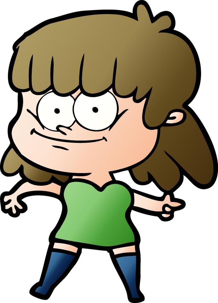 cartoon girl smiling vector