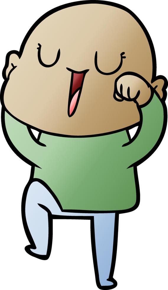 happy cartoon bald man vector