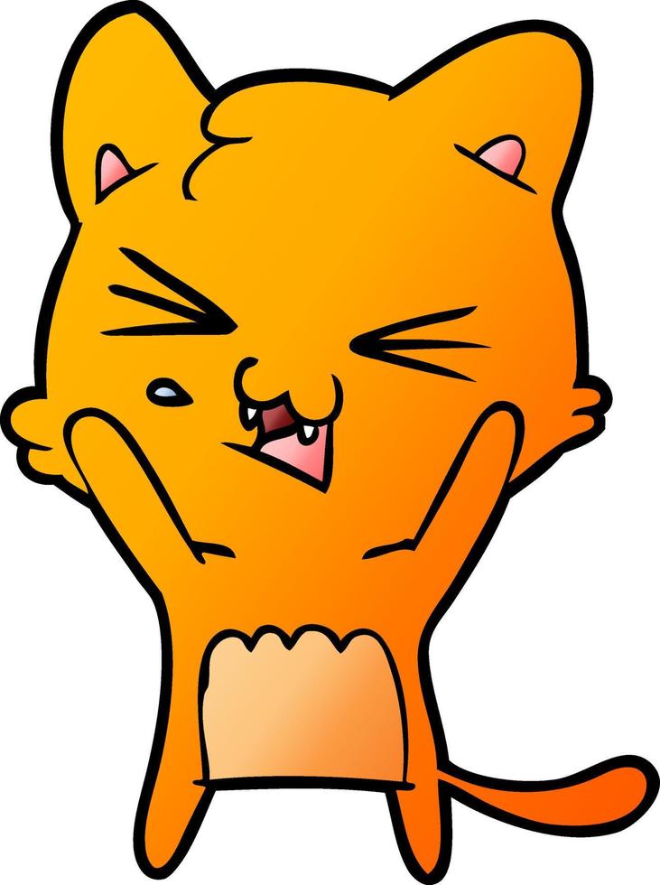 cartoon cat hissing vector