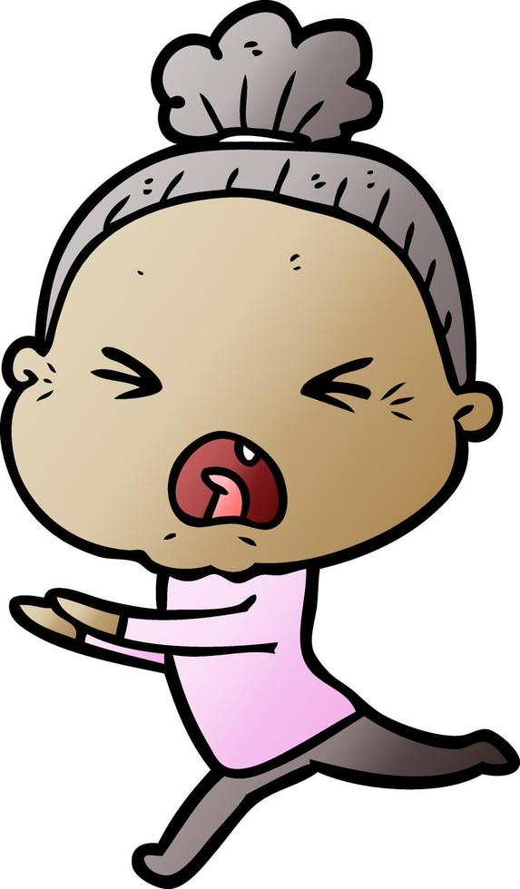 cartoon angry old woman vector