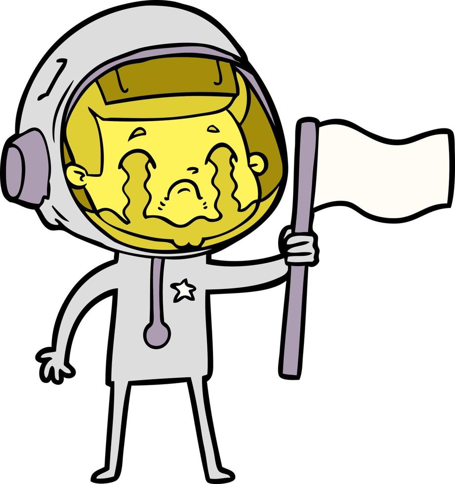 cartoon crying astronaut vector