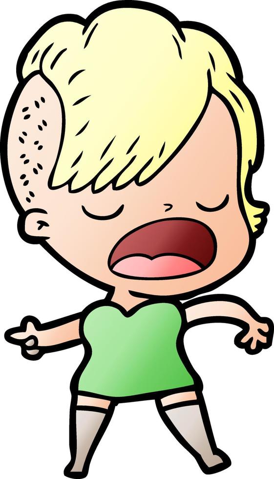 cartoon cool hipster girl talking vector