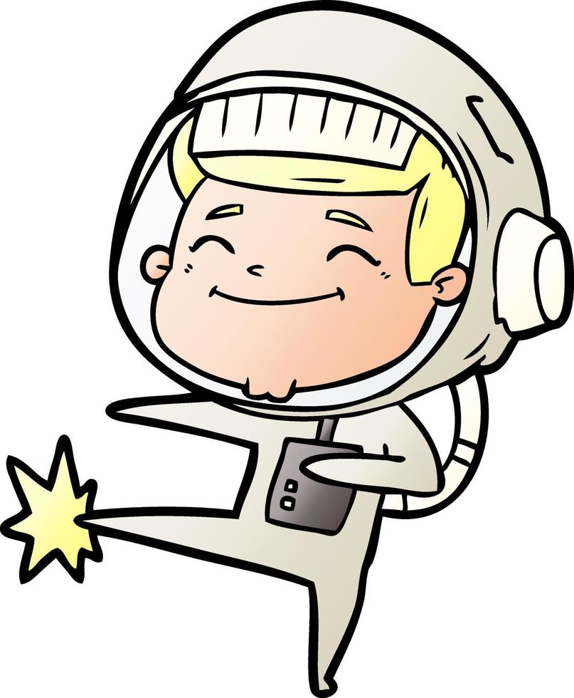 happy cartoon astronaut vector