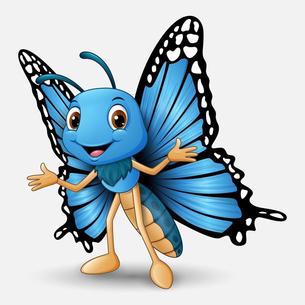 Cute butterfly cartoon on white background vector