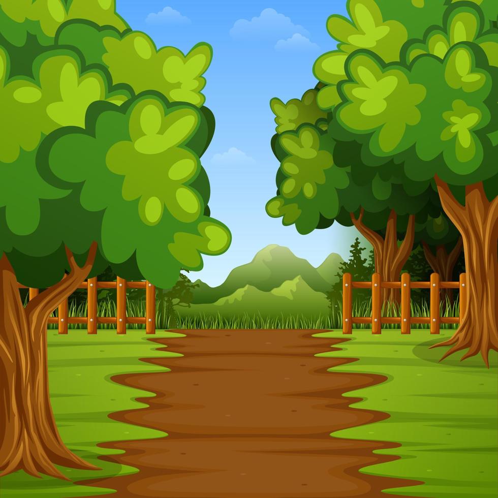 Green forest landscape background vector