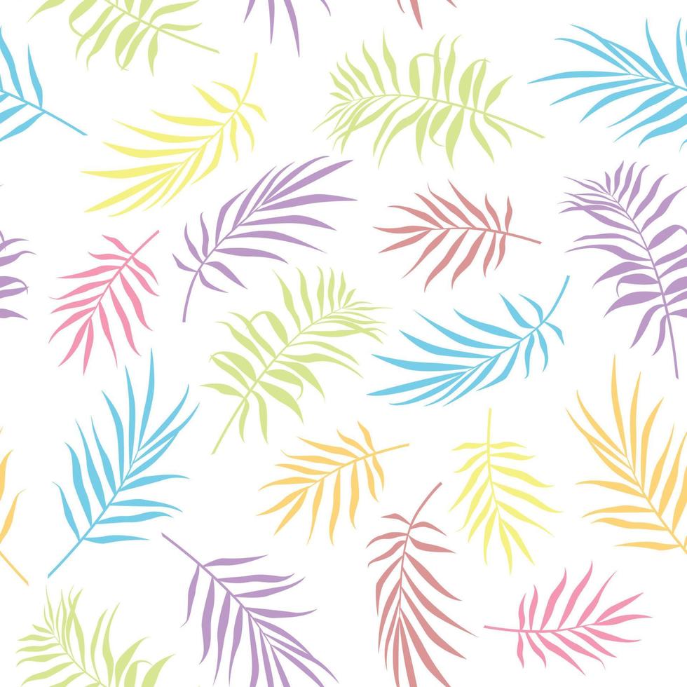 Tropical Seamless floral pattern background with palm leaves. vector