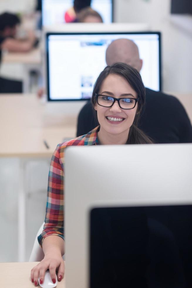 startup business, woman  working on desktop computer photo