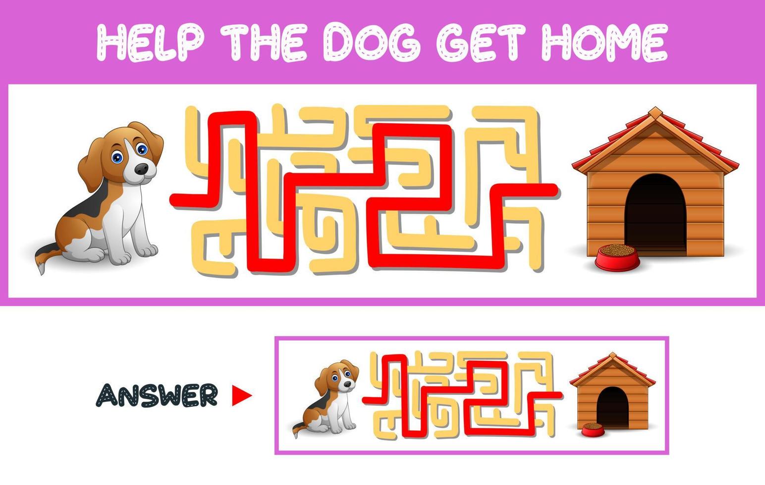 Maze Game, Help the dog get home vector