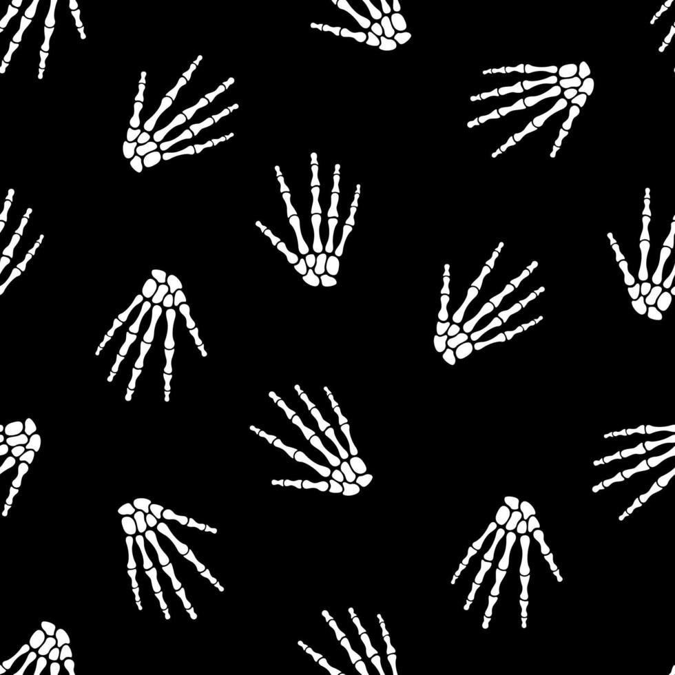 Seamless pattern with human skeleton hand vector