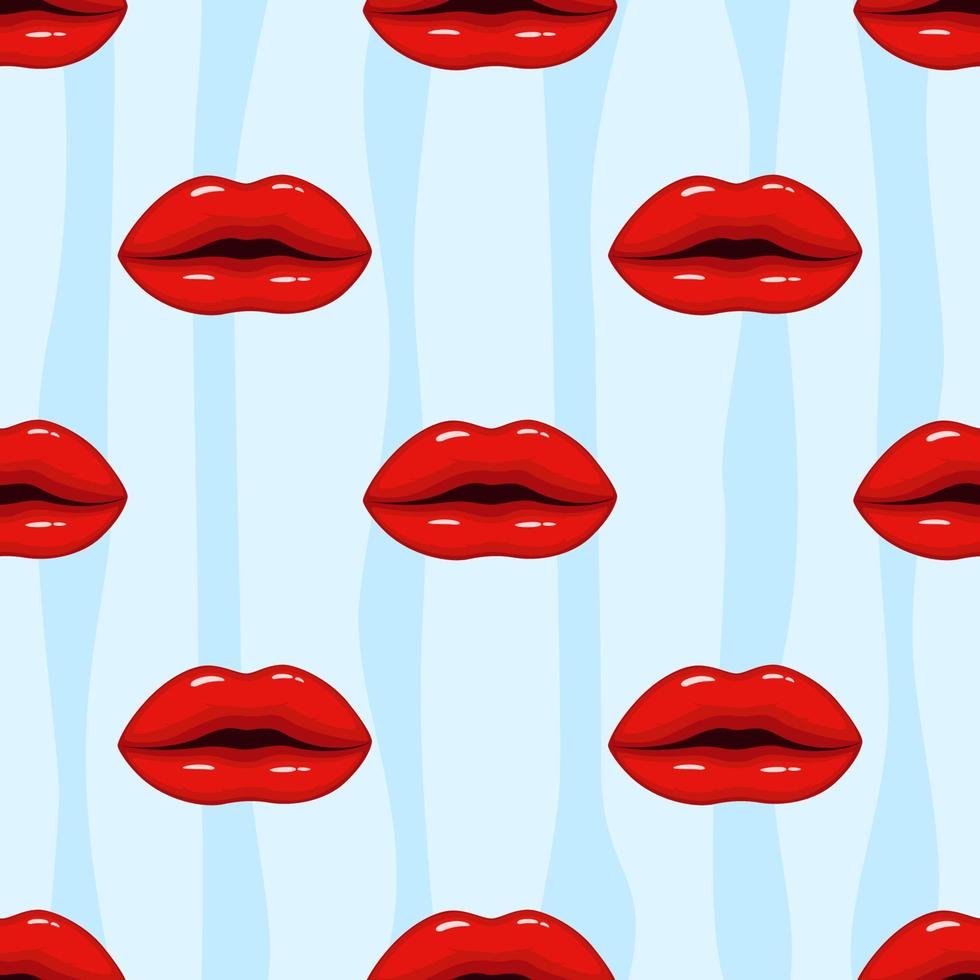 Seamless pattern red lips vector
