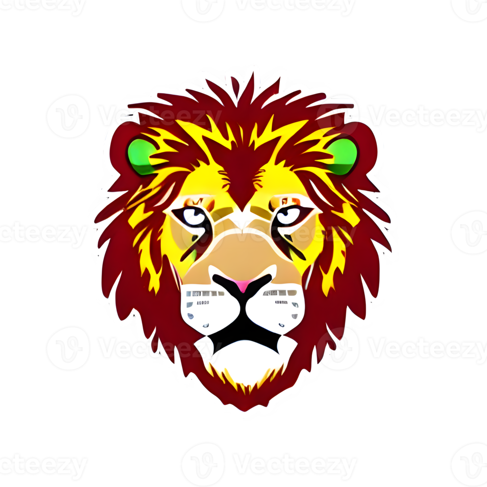 Free Colorful lions Head Logo, lions face Sticker, modern pop art style, dark  Black background. 12085301 PNG with Transparent Background