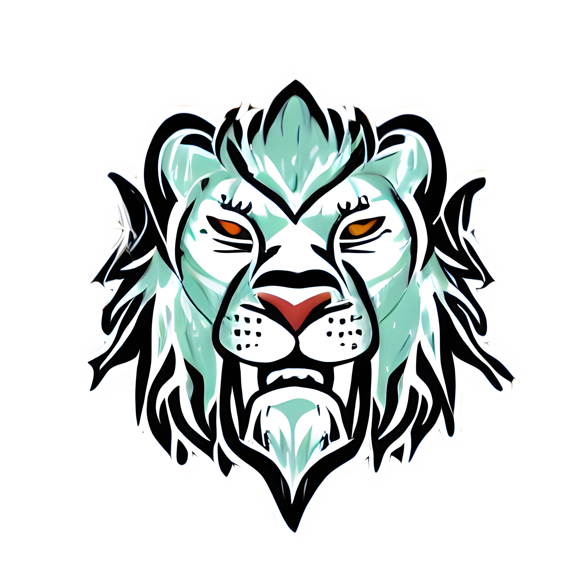 Colorful lions Head Logo, lions face Sticker, modern pop art style