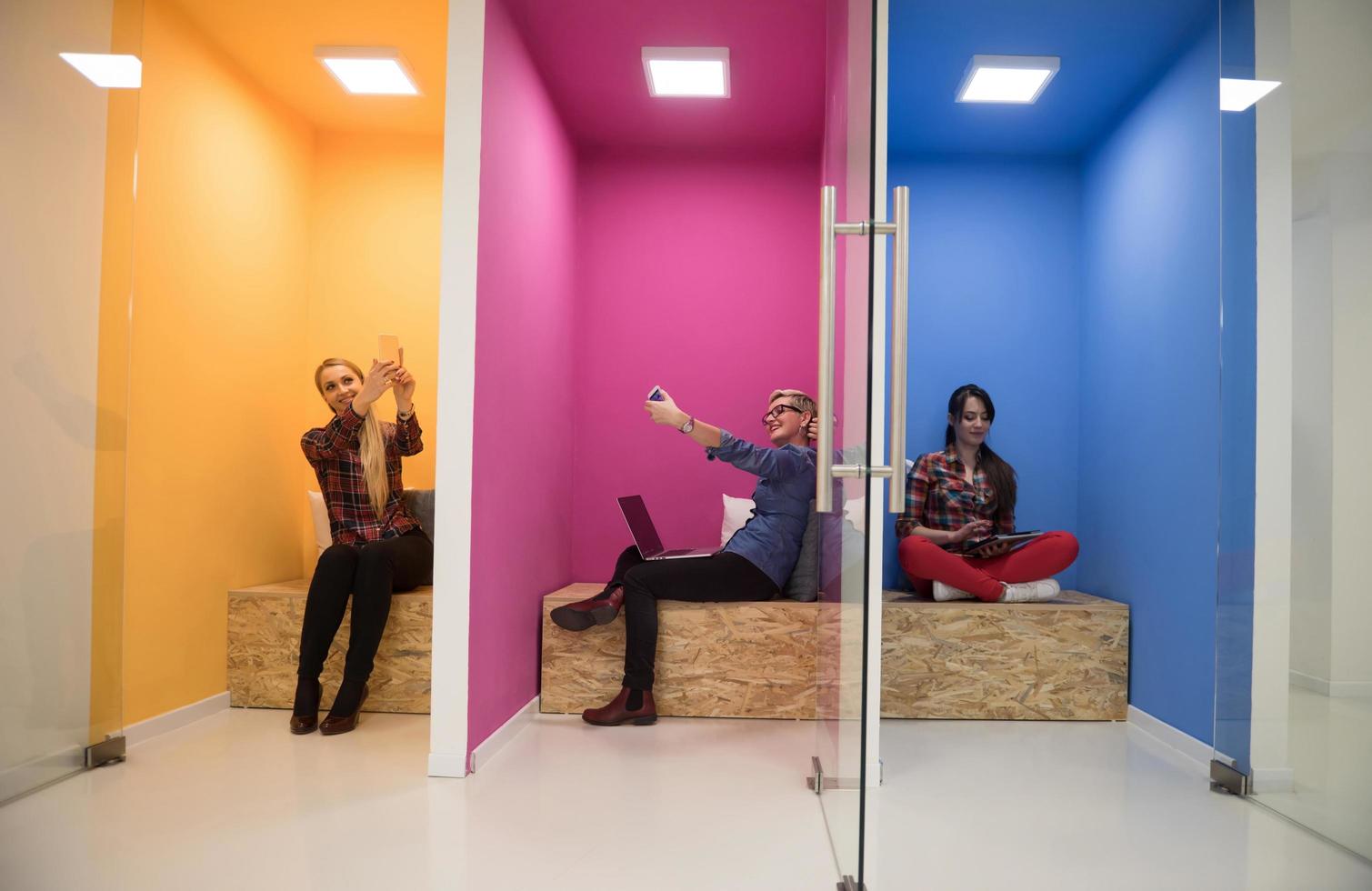 group of business people in creative working  space photo